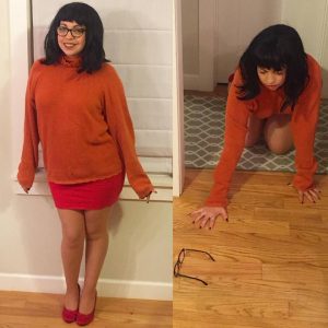 Olivia Perreault | Perreault gets into character as Velma, losing her glasses.