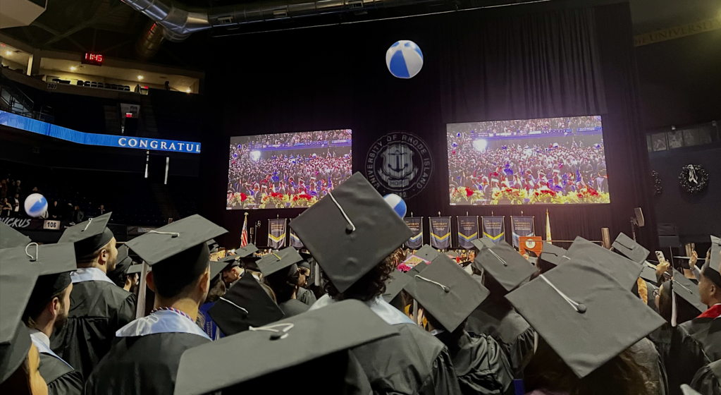 URI celebrates more than 550 undergraduate and graduate students at the Ryan Center during 2024 Fall Commencement on Dec. 14.