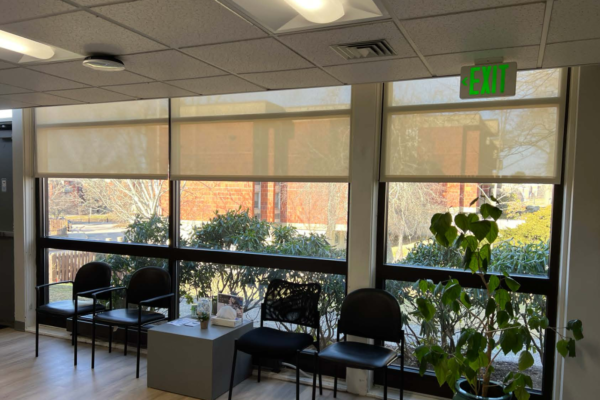 Health Services’ remodeled waiting room on Butterfield Road. PHOTO CREDIT: Susan Zmich | Project Manager