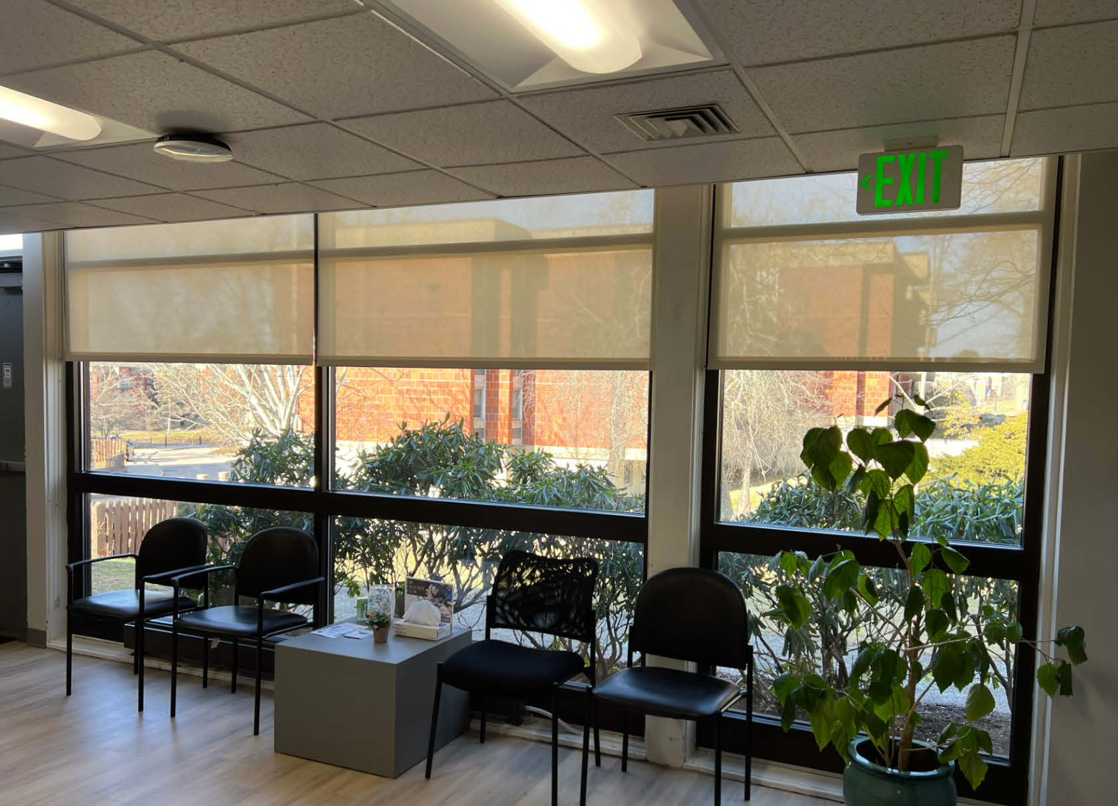 Health Services’ remodeled waiting room on Butterfield Road. PHOTO CREDIT: Susan Zmich | Project Manager