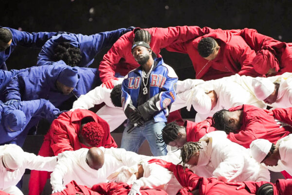 Kendrick Lamar performed at the Apple Music Halftime Show on Sunday. PHOTO CREDIT: Timothy A. Clary/AFP