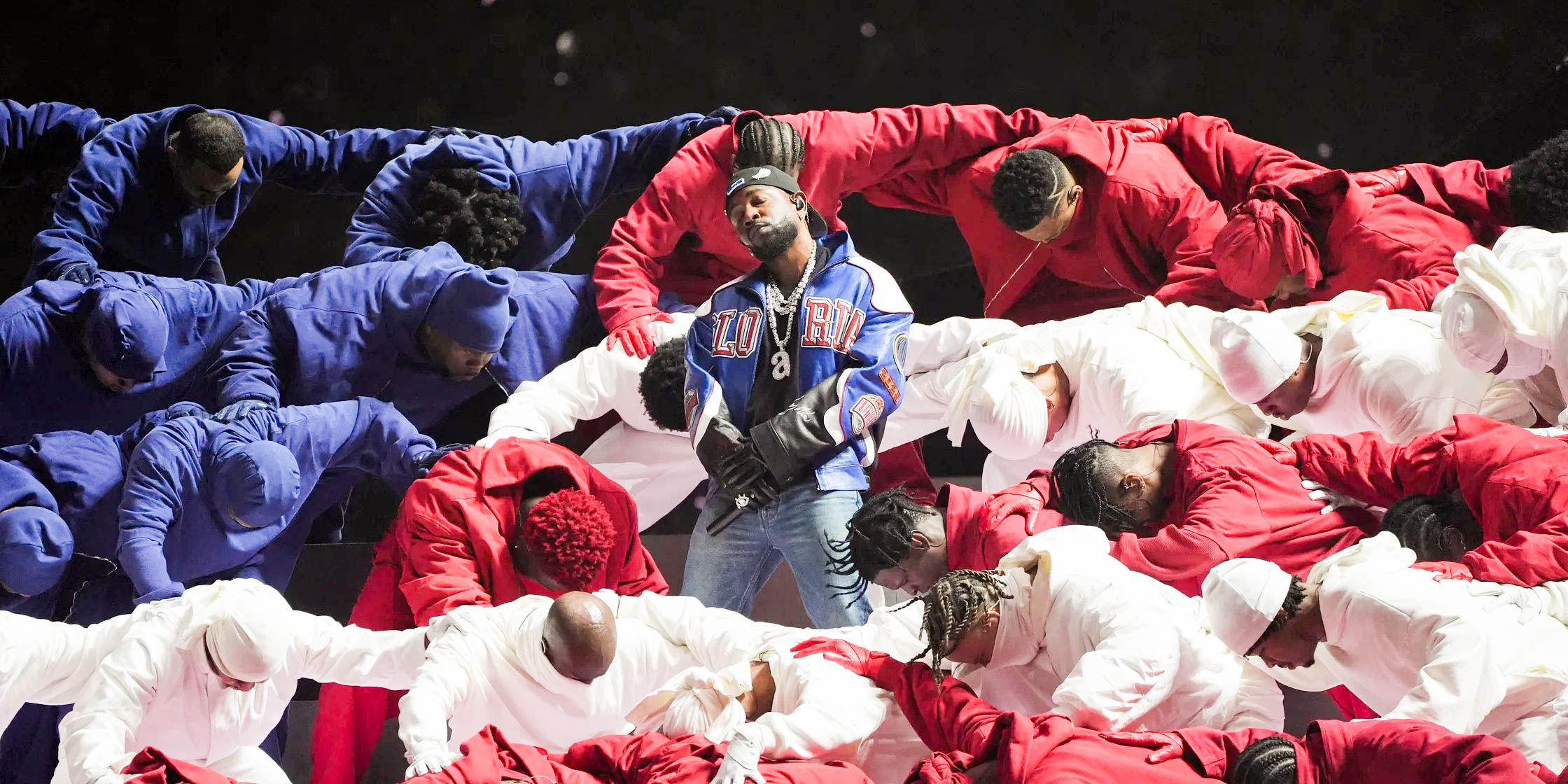 Kendrick Lamar performed at the Apple Music Halftime Show on Sunday. PHOTO CREDIT: Timothy A. Clary/AFP