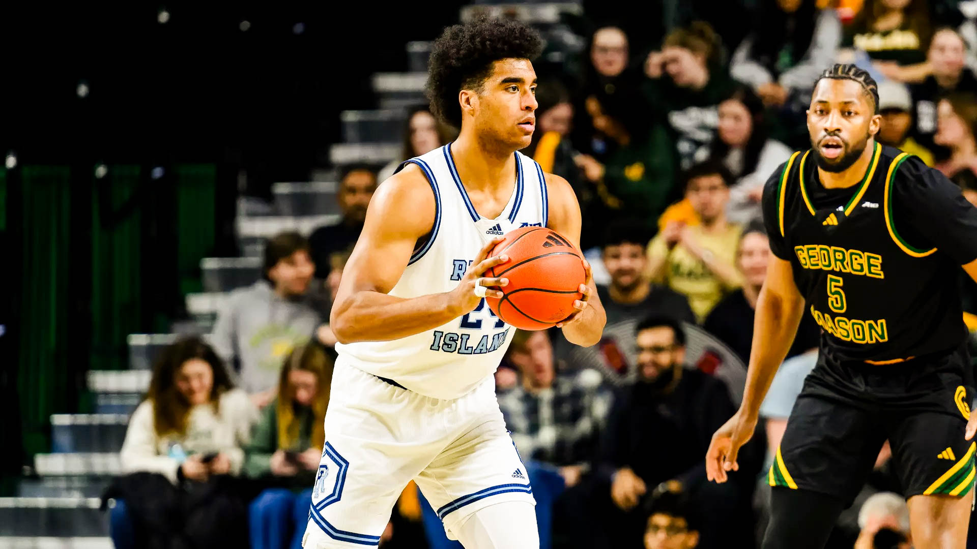 Second-year forward David Fuchs scored a season high 17 points in URI’s loss to George Mason on Saturday. PHOTO CREDIT: Art Pittman/Atlantic 10 Conference | GoRhody.com