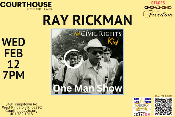 Civil rights activist Ray Rickman performs his one-man show, Civil Rights Kid. PHOTO CREDIT: GoProvidence.com