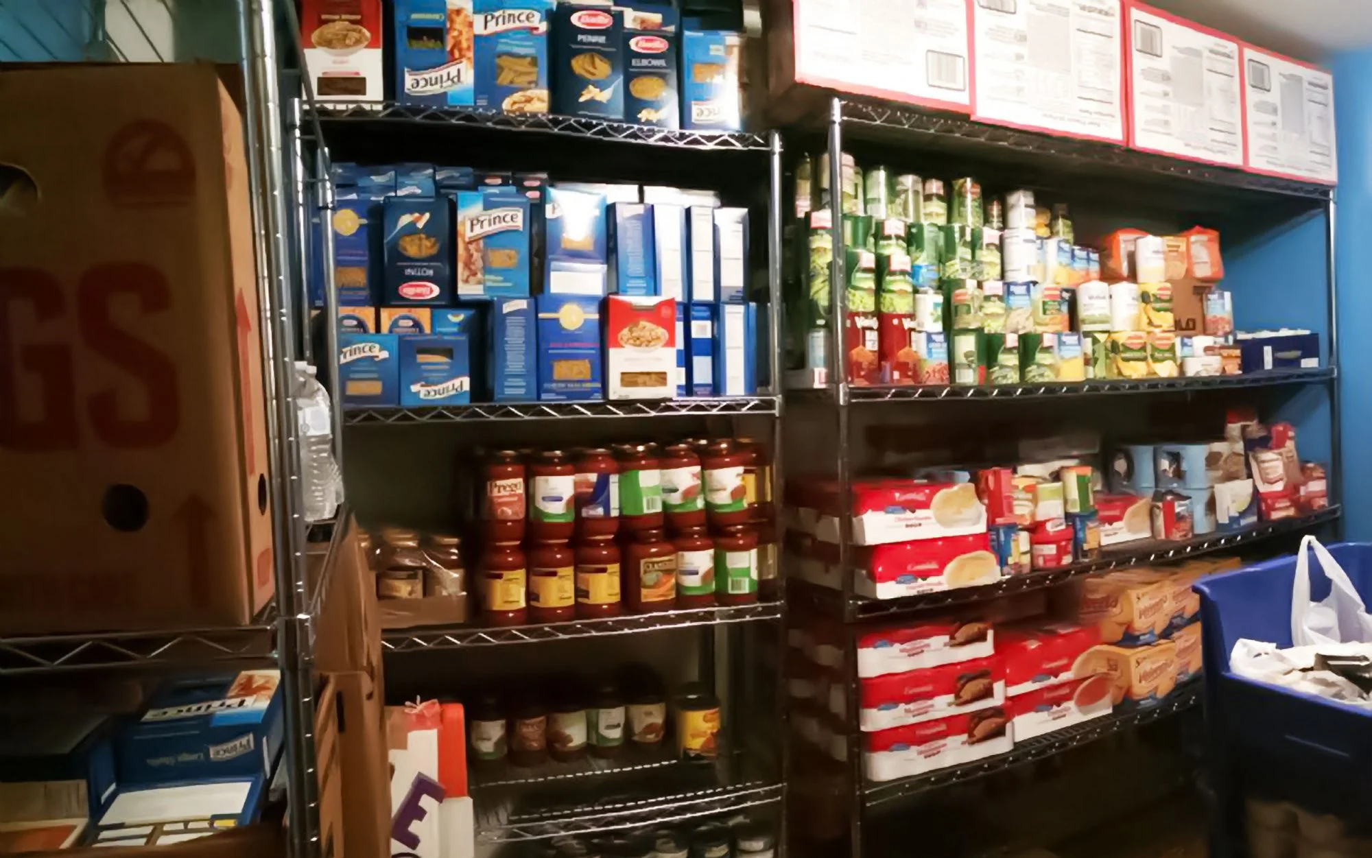 Food storage inside of Rhody Outpost in the Dining Services Warehouse. PHOTO CREDIT: URI.edu