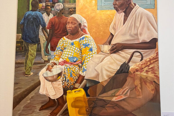 Munir Mohammed’s painting “Blind Beggars” is on display in Green Hall as a part of the “Out of Africa” Exhibit. PHOTO CREDIT: Megan Wallitsch | Contributing Photographer