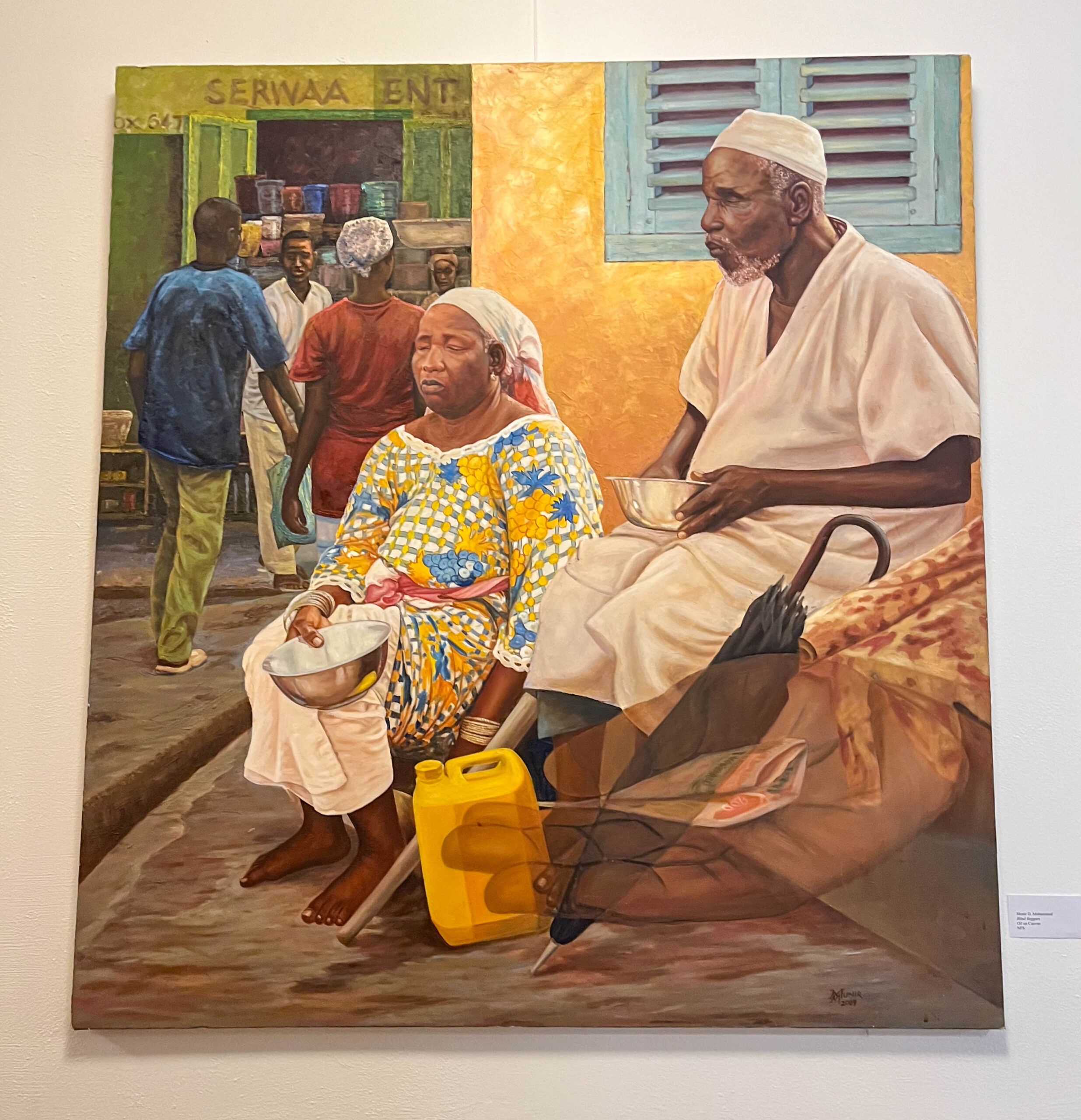 Munir Mohammed’s painting “Blind Beggars” is on display in Green Hall as a part of the “Out of Africa” Exhibit. PHOTO CREDIT: Megan Wallitsch | Contributing Photographer