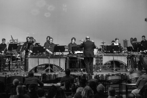 Middle and high school students from the state of Rhode Island come to the Fine Arts Center to perform at the 25th annual Rhode Island Percussion Ensemble Festival. PHOTO CREDIT: Nora Kelley | Photo Editor