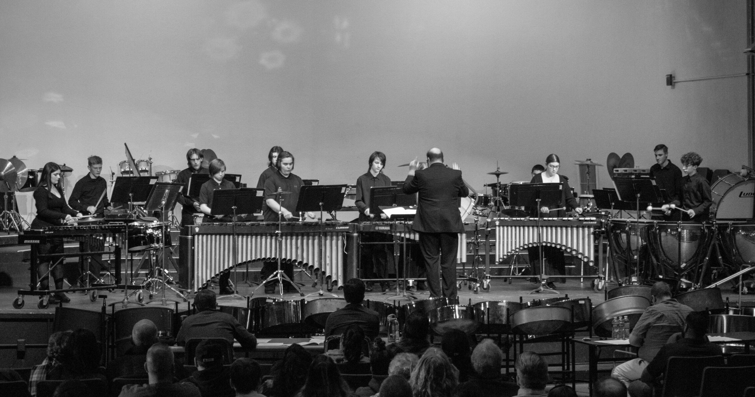 Middle and high school students from the state of Rhode Island come to the Fine Arts Center to perform at the 25th annual Rhode Island Percussion Ensemble Festival. PHOTO CREDIT: Nora Kelley | Photo Editor