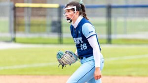 Second-year pitcher Avery Vale-Cruz throws eight strikeouts in six innings in URI’s win over George Mason on Friday. PHOTO CREDIT: GoRhody.com