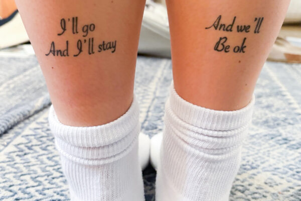 Maya Kelly’s tattoo for one of her favorite books, “Normal People” by Sally Rooney. PHOTO CREDIT: Anaya Farmer | Contributing Photographer