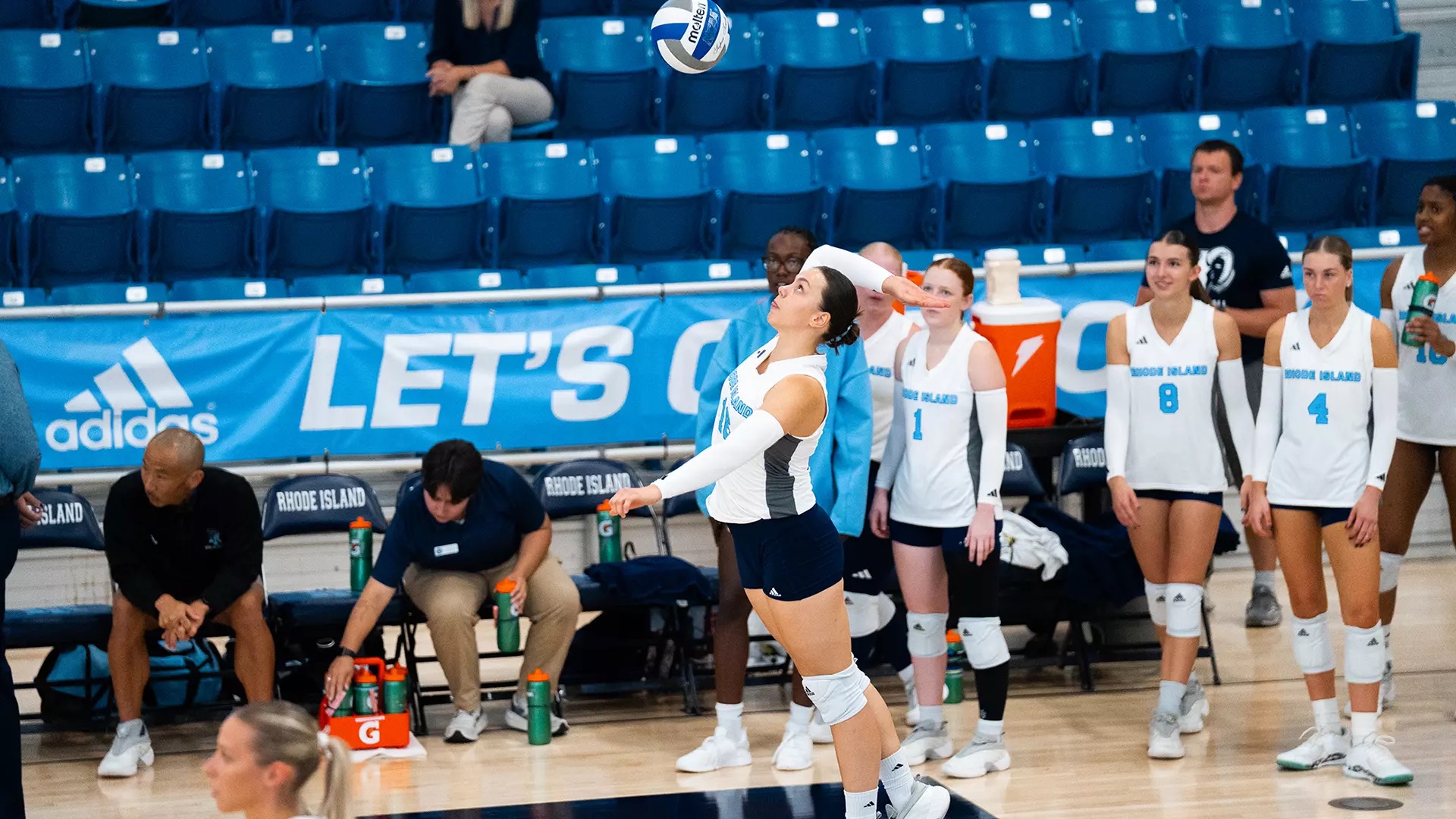 Third-year setter Ema Stermenska has 33 assists and 13 digs in the Rams’ loss to George Washington on Monday. PHOTO CREDIT: Bella Kelley/GoRhody.com